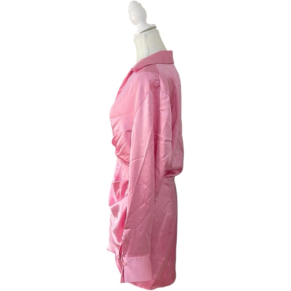 Zara Light Pink Satin Wrap-Style Mini Dress - Picture 2 of 12